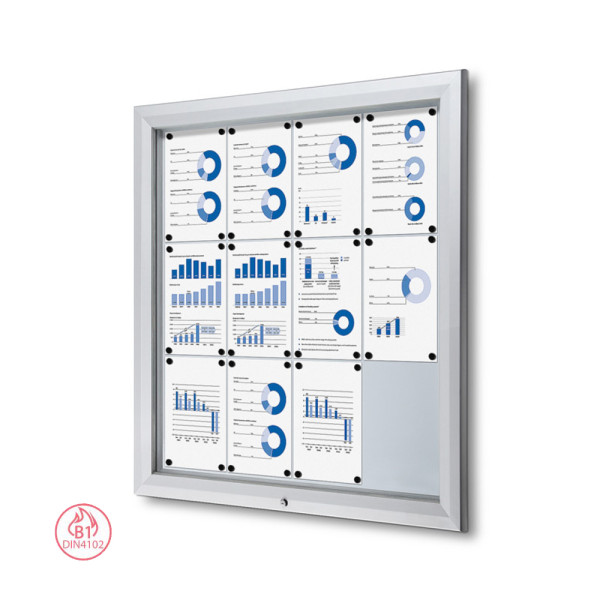 Outdoor Schaukasten PLUS SCT 12x DIN A4, silber, schwarz oder Anthrazit, B1 Norm und IP56