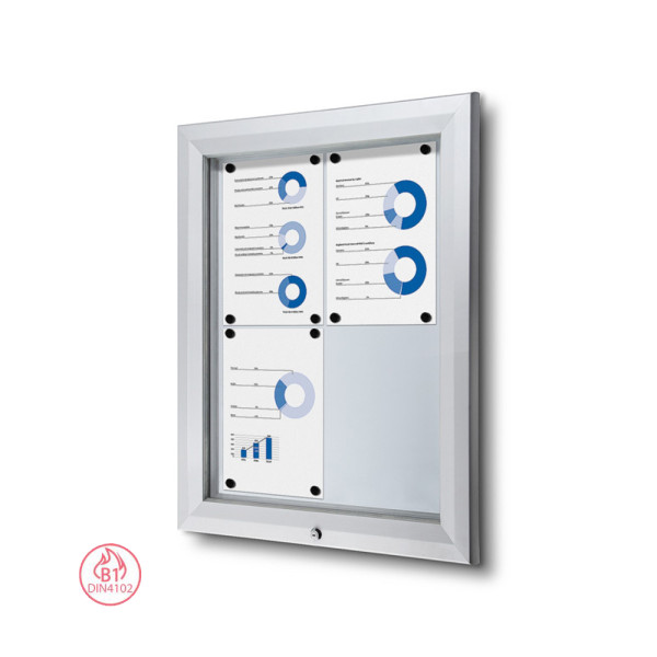 Outdoor Schaukasten PLUS SCT 4x DIN A4, silber oder Anthrazit, B1 Norm und IP56