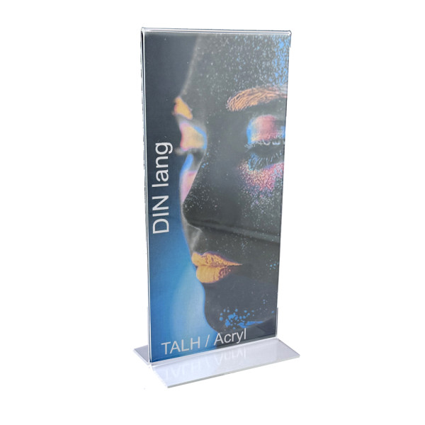 Werbeaufsteller Acryl T-Form DIN lang Hochformat
