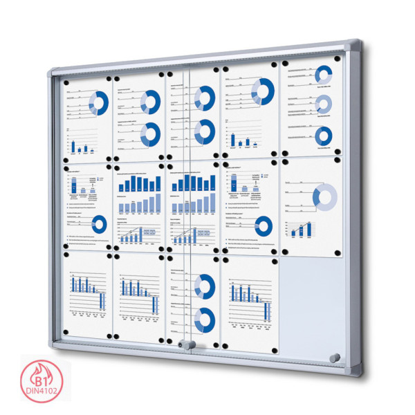 Indoor Schaukasten SCSL, 15x DIN A4, mit Schiebetüren und abgerundeten Ecken