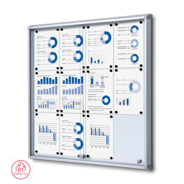 Indoor Schaukasten SCSL, 9x DIN A4, mit Schiebetüren und abgerundeten Ecken