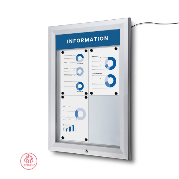 abschließbarer LED Schaukasten Outdoor SCT 4x DIN A4 (IP56 + B1)