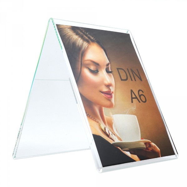 PLEXIGLAS® Aufsteller Dachform - DIN A6 Hochformat