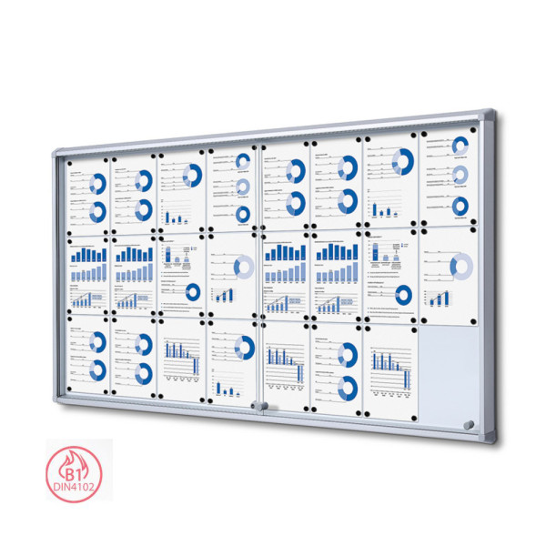 Indoor Schaukasten SCSL, 24x DIN A4, mit Schiebetüren und abgerundeten Ecken