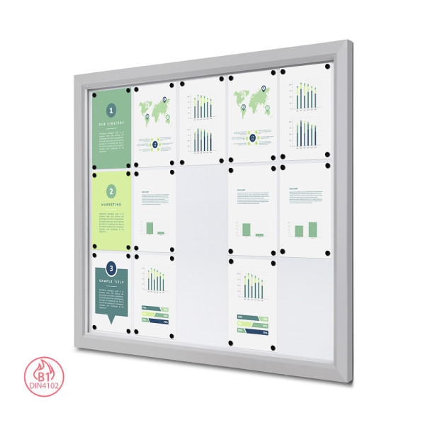 Schaukasten Outdoor Slim 15x DIN A4, silber oder Anthrazit, B1 Norm und IP56
