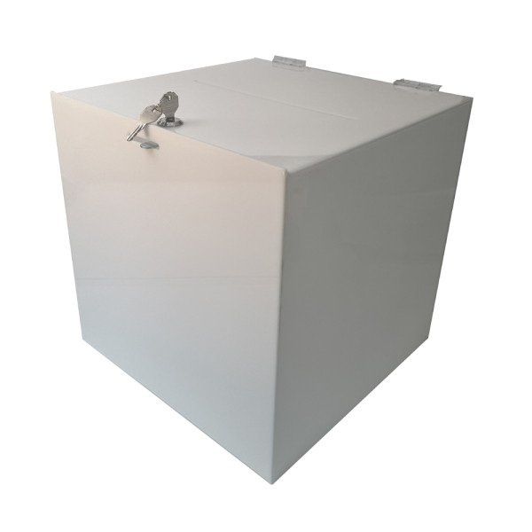 Losbox 30cm Kantenlänge SLINE Opal blickdicht mit Schloss
