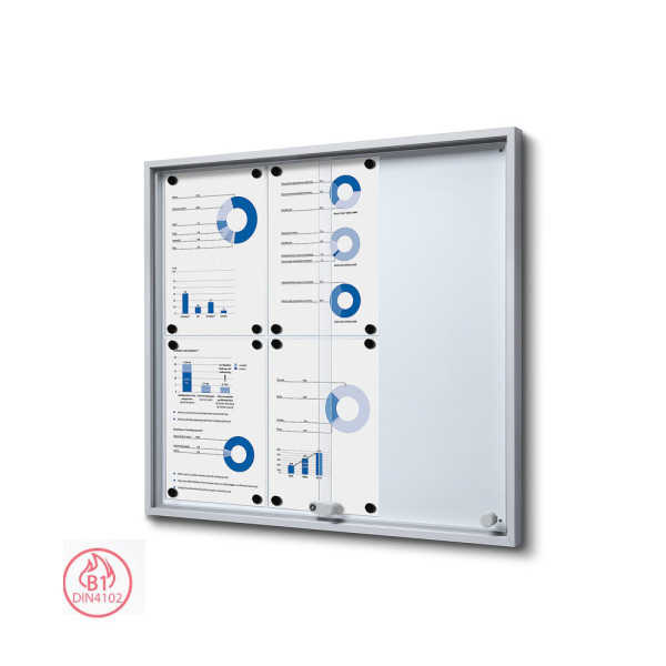 Indoor Schaukasten SCSLG, 6x DIN A4, silber oder Anthrazit, mit Schiebetüren und Gehrungsecken