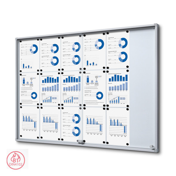 Interiérová uzamykatelná vitrína 18x DIN A4, s posuvnými dveřmi SCSLR