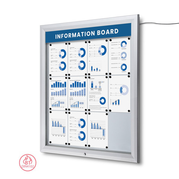 abschließbarer LED Schaukasten Outdoor SCT 12x DIN A4 (IP56 + B1)