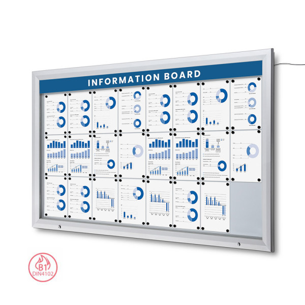 abschließbarer LED Schaukasten Outdoor SCT 24x DIN A4 (IP56 + B1)