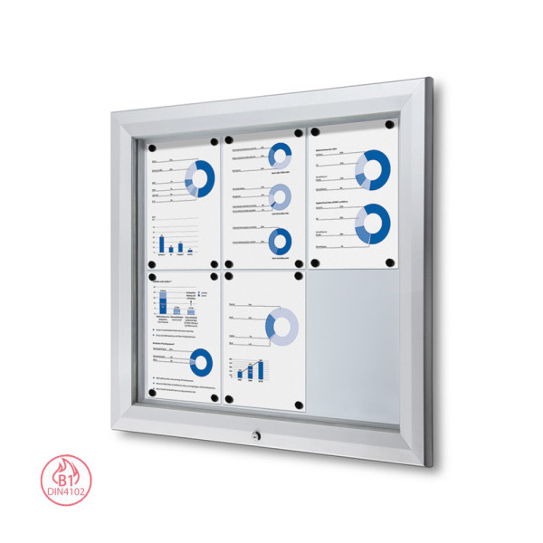 Outdoor Schaukasten PLUS SCT 6x DIN A4, silber oder Anthrazit, B1 Norm und IP56