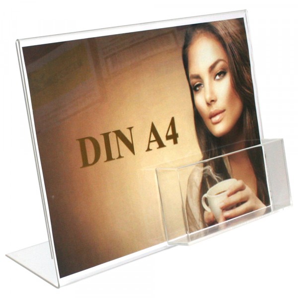 Premiumaufsteller DIN A4 Querformat mit Box DIN A6 Querformat