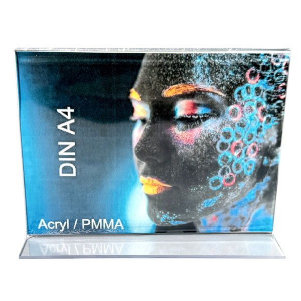 Tischaufsteller Acryl T-Form DIN A4 Querformat