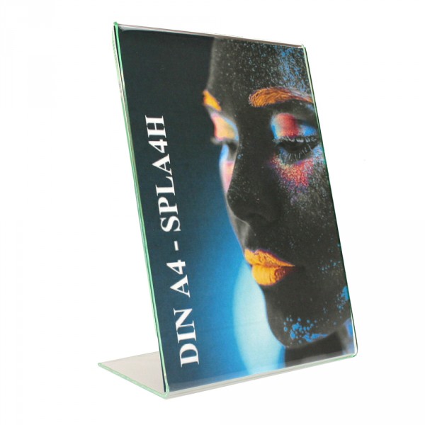 Tischaufsteller Acryl L-Form geneigt DIN A4 ECO Hochformat
