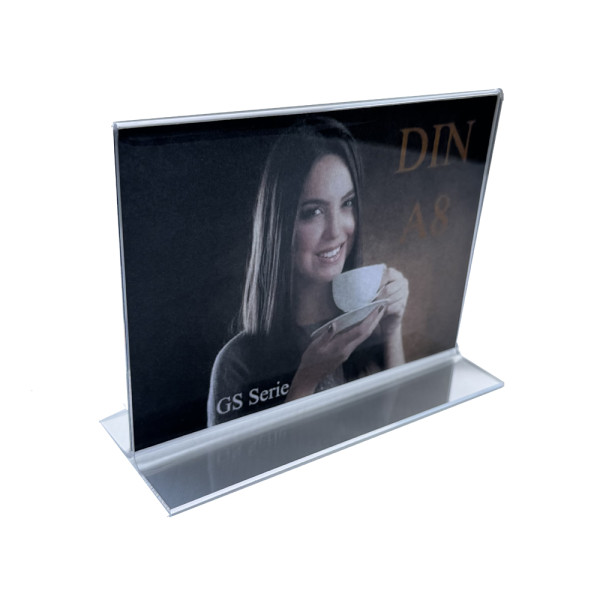 Tischaufsteller T-Form DIN A8 Querformat