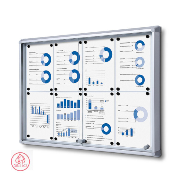 Indoor Schaukasten SCSL, 8x DIN A4, mit Schiebetüren und abgerundeten Ecken