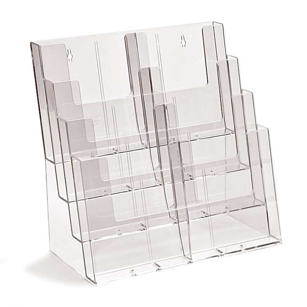 2-Pack Taymar Brochure Stands - 4 Level A4 Portrait Display Holder For Catalogs & Menus