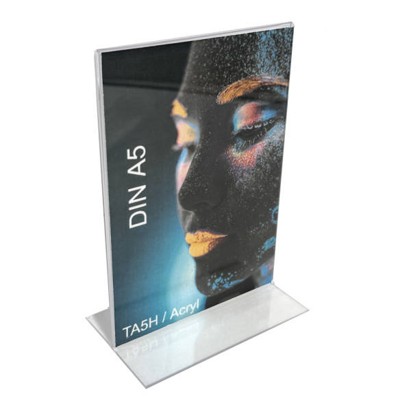 Tischaufsteller Acryl T-Form DIN A5 Hochformat
