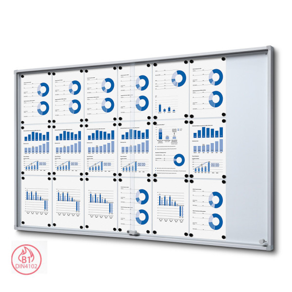Schaukasten SCSLR, 21x DIN A4, mit Schiebetüren und Sicherheitsecken