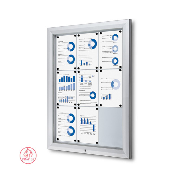 Outdoor Schaukasten PLUS SCT 9x DIN A4, silber, schwarz oder Anthrazit, B1 Norm und IP56