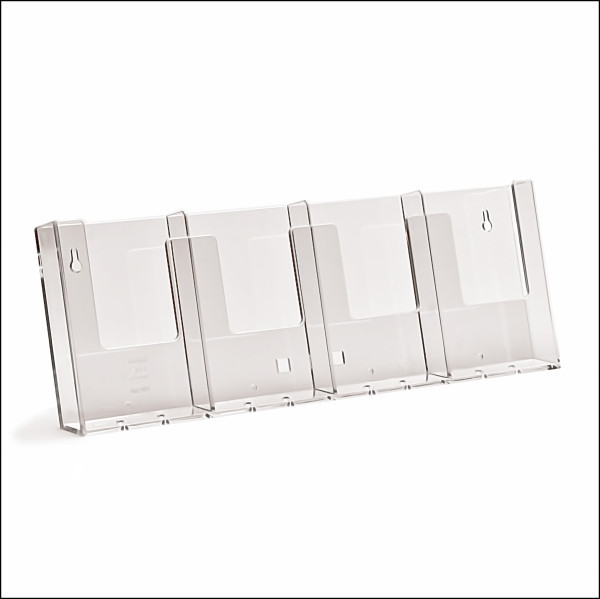 Nástěnný držák na brožury Taymar® DIN dlouhý - 4 přihrádky vedle sebe