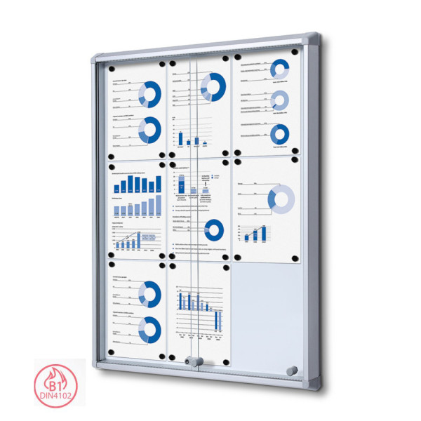 Indoor Schaukasten SCSL, 9x DIN A4, mit Schiebetüren und abgerundeten Ecken