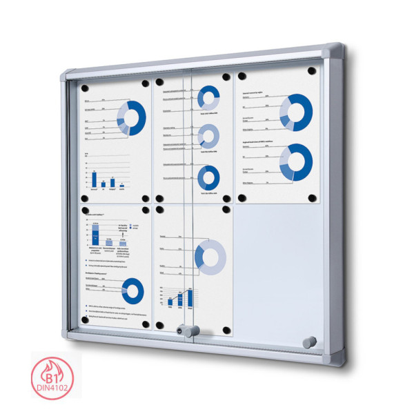 Indoor Schaukasten SCSL, 6x DIN A4, mit Schiebetüren und abgerundeten Ecken