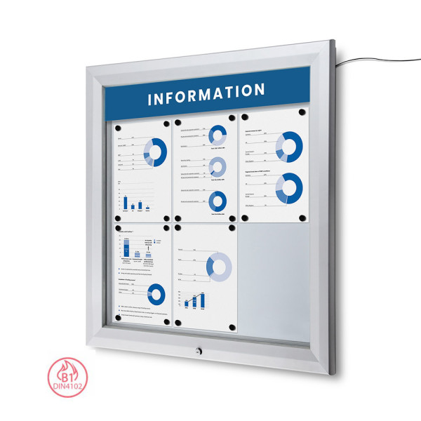 abschließbarer LED Schaukasten Outdoor SCT 6x DIN A4 (IP56 + B1)