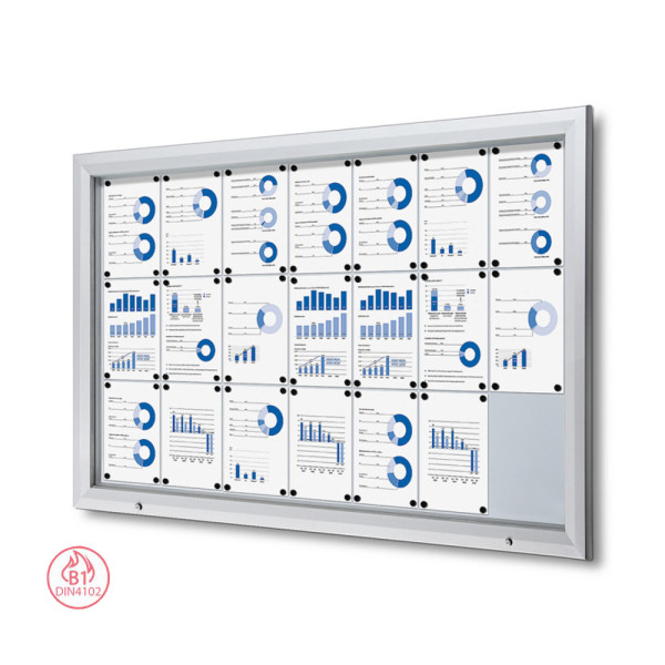 Outdoor Schaukasten PLUS SCT 21x DIN A4, silber oder Anthrazit, B1 Norm und IP56