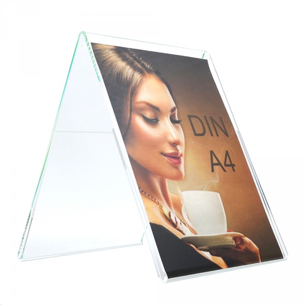 PLEXIGLAS® Aufsteller Dachform - DIN A4 Hochformat