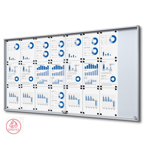 Schaukasten SCSLR, 24x DIN A4, mit Schiebetüren und Sicherheitsecken