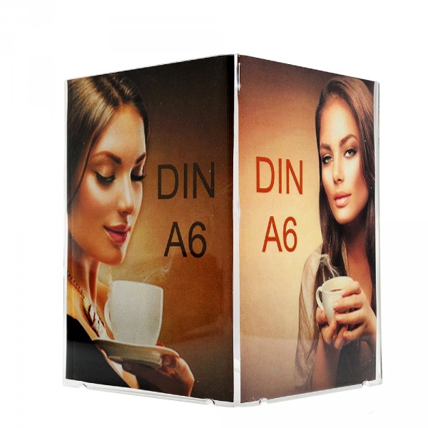 Werbeaufsteller Vierecks-Form 4-fach DIN A6
