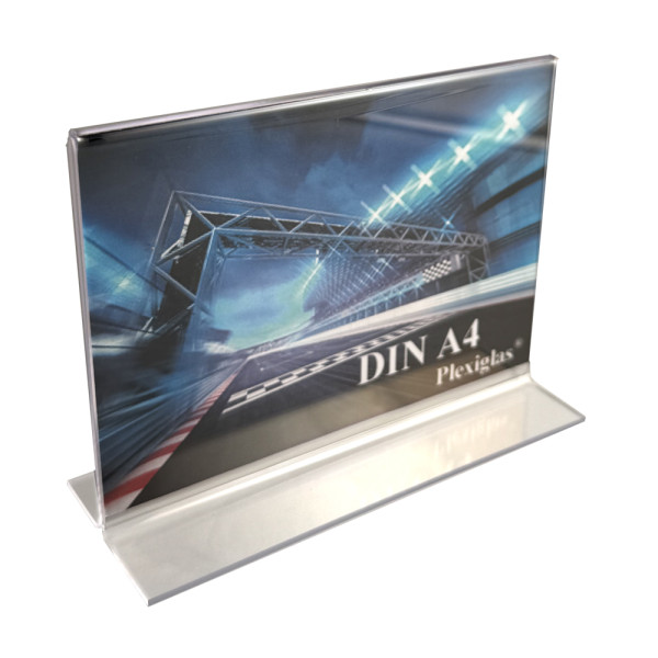 Plexiglas® Stolní stojánek ve tvaru T DIN A4, extra velké základny