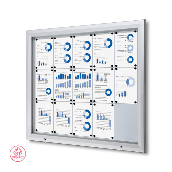 Outdoor Schaukasten PLUS SCT 15x DIN A4, silber, schwarz oder Anthrazit, B1 Norm und IP56