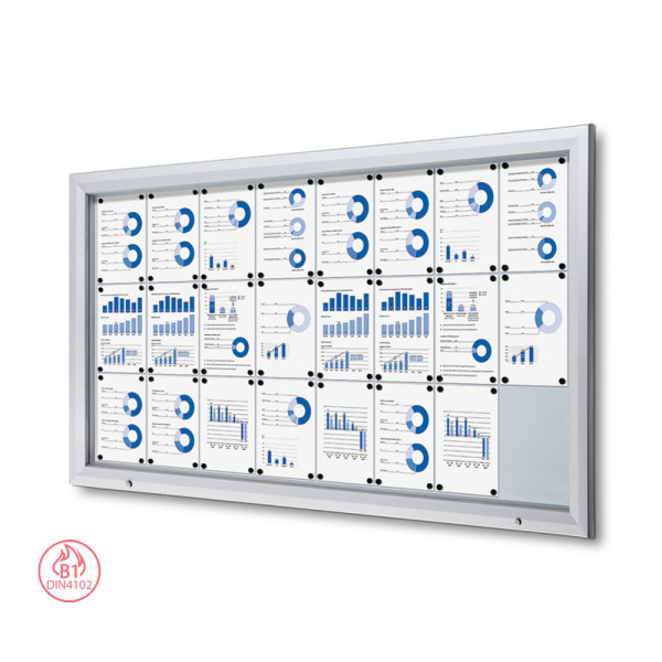 Outdoor Schaukasten PLUS SCT 24x DIN A4, silber oder Anthrazit, B1 Norm und IP56