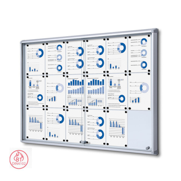 Indoor Schaukasten SCSL, 18x DIN A4, mit Schiebetüren und abgerundeten Ecken